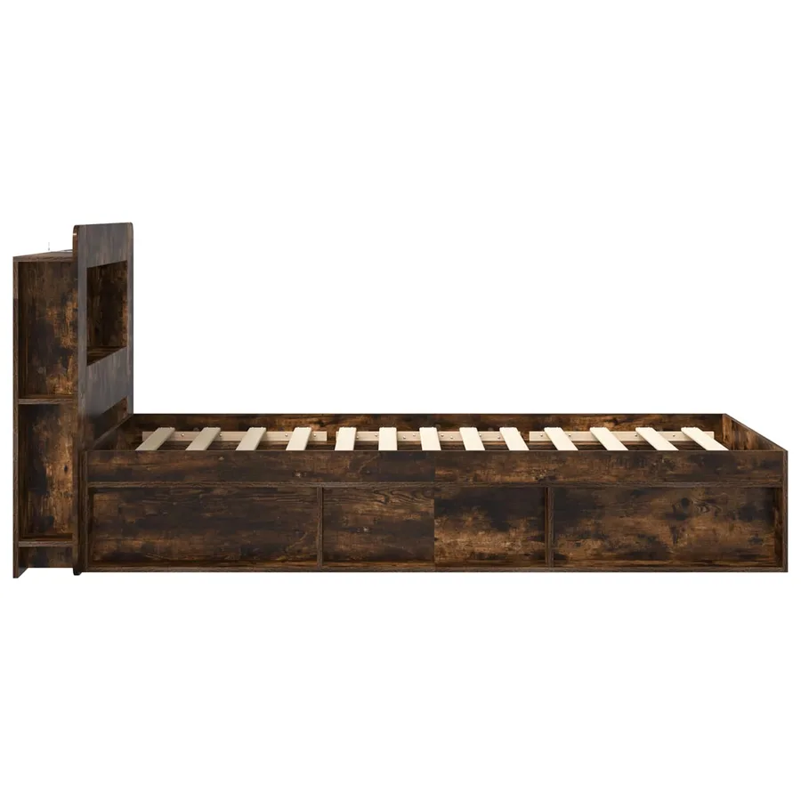 Cadre de lit avec rangement Chêne fumé 100 x 200 cm - 4