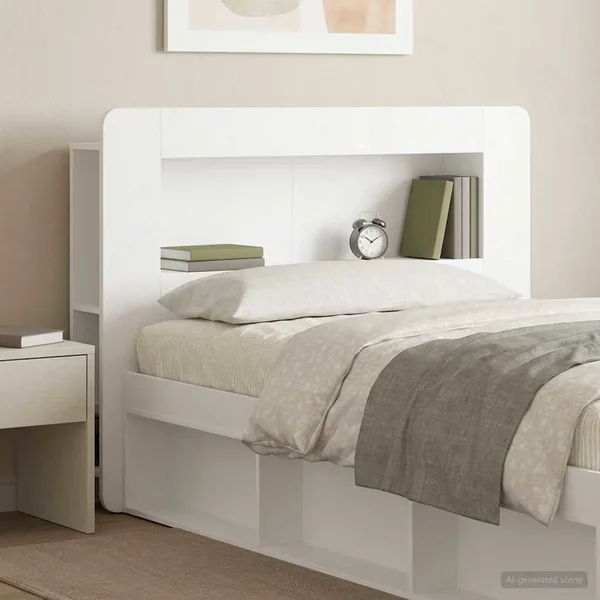 Cabinet de Tête de Lit avec stockage Blanc Bois d’ingénierie