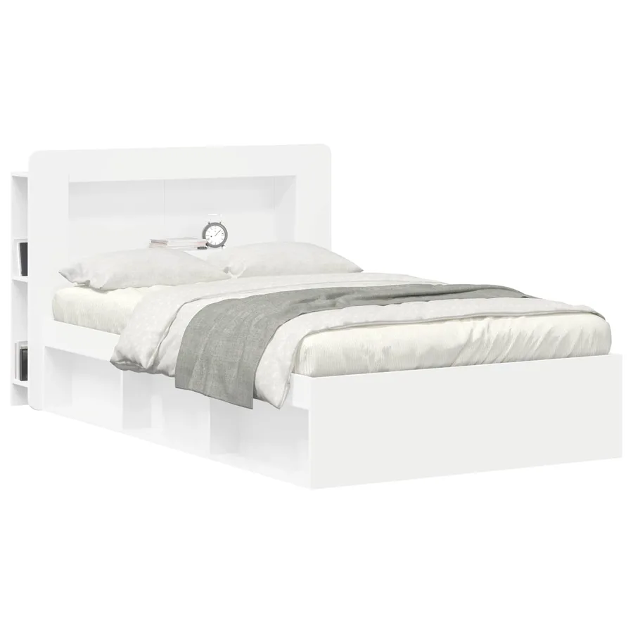 Cabinet de Tête de Lit avec stockage Blanc Bois d’ingénierie - 3