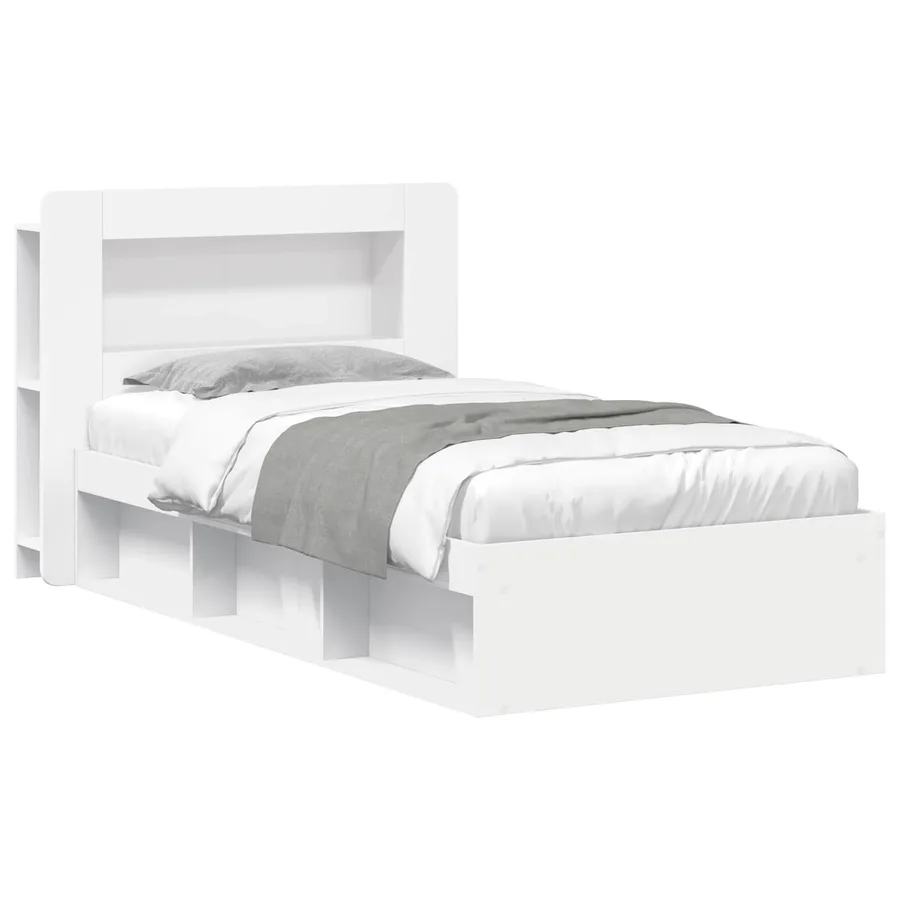 Cadre de lit avec rangement Blanc 90 x 190 cm Bois d'ingénierie - 2