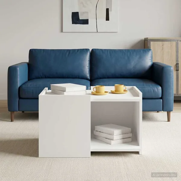 Table basse Blanc 50,5 x 50 x 33 cm Bois d'ingénierie