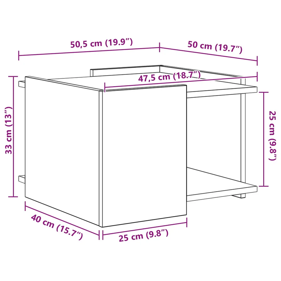 Table basse Blanc 50,5 x 50 x 33 cm Bois d'ingénierie - 8