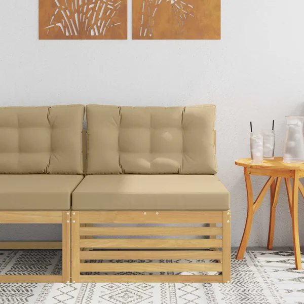 Sofa de milieu extérieur Bois d'Acacia Massif Blanc