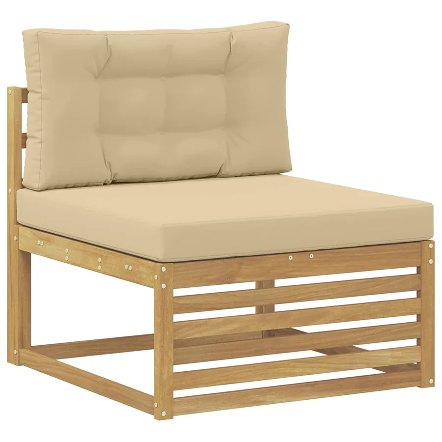 Sofa de milieu extérieur Bois d'Acacia Massif Blanc - 2