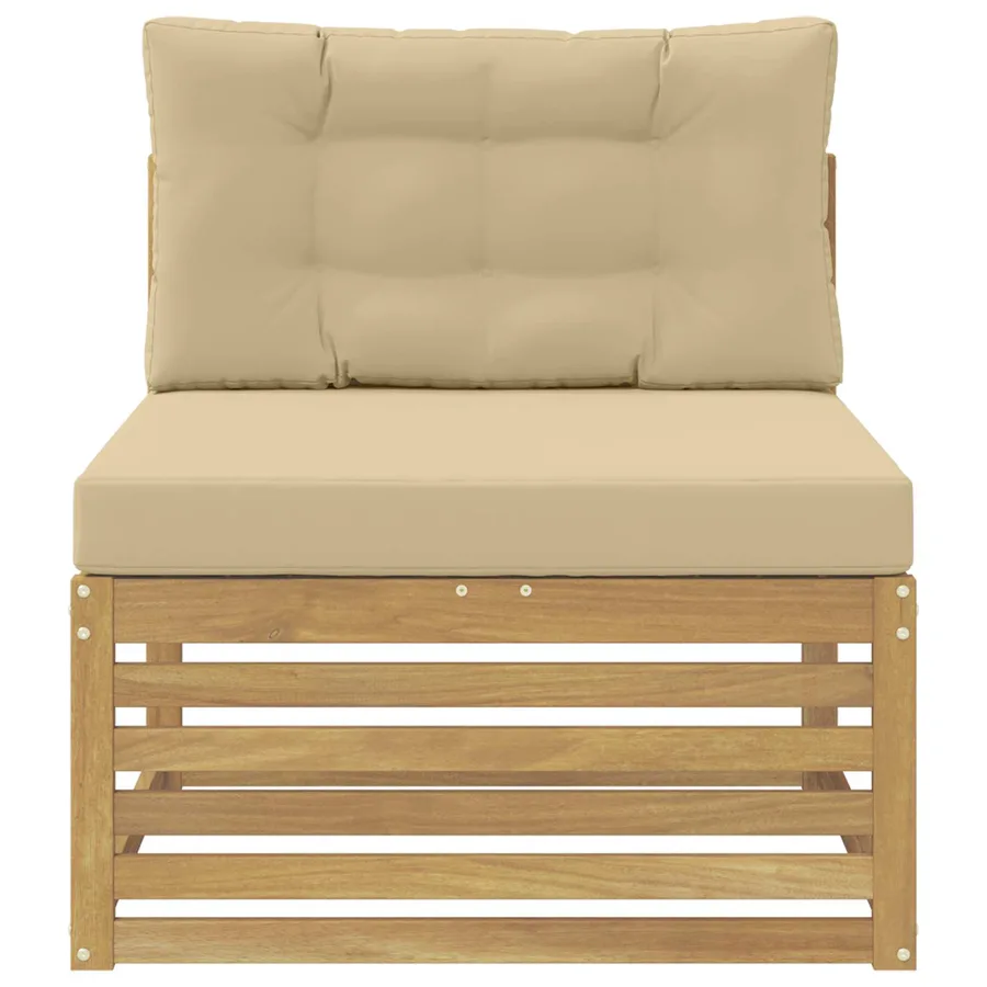 Sofa de milieu extérieur Bois d'Acacia Massif Blanc - 3