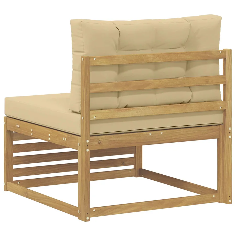 Sofa de milieu extérieur Bois d'Acacia Massif Blanc - 5