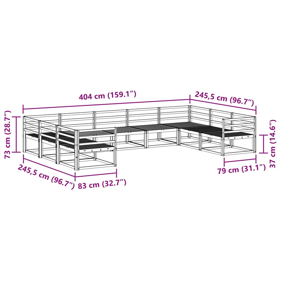 Ensemble de canapés d'extérieur 9 pcs Naturel - 7