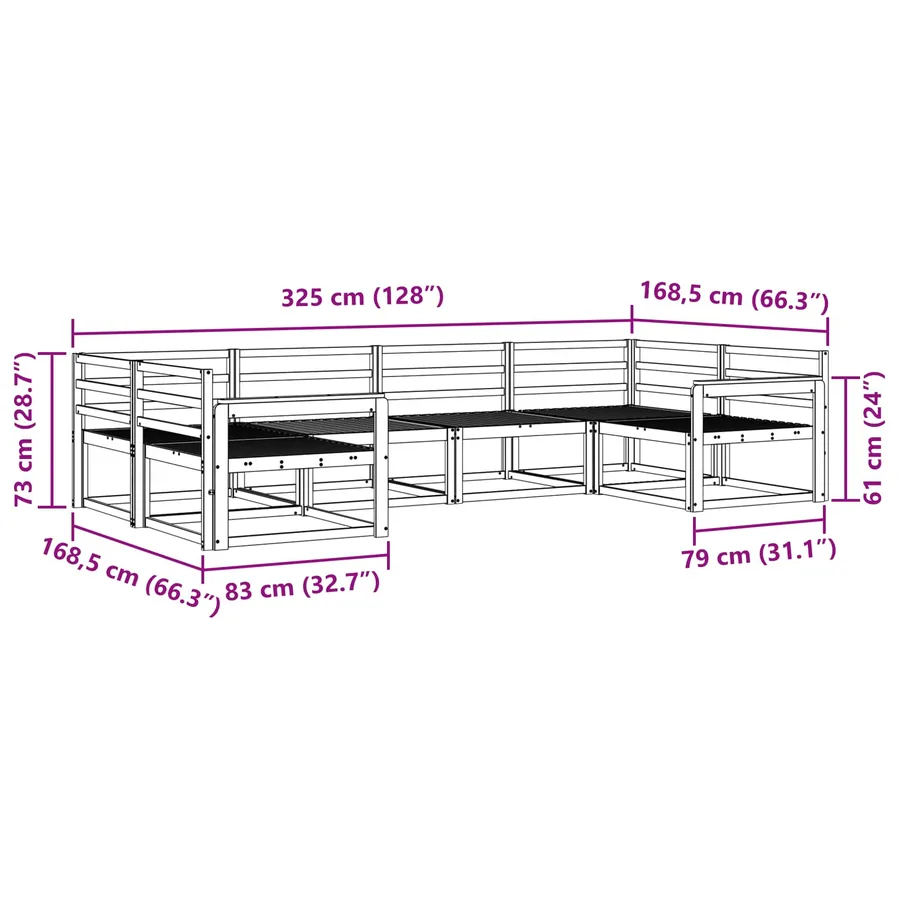 Ensemble de canapés d'extérieur 6 pcs Naturel - 7