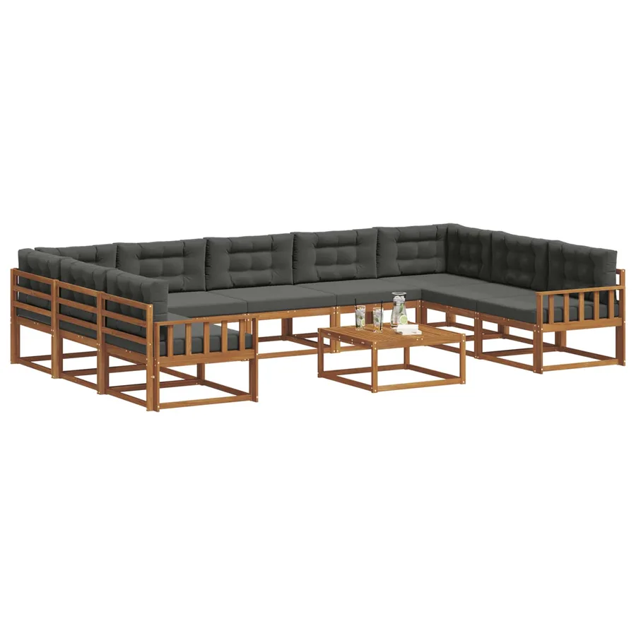 Ensemble de canapés d'extérieur 10 pcs Naturel et Anthracite - 3