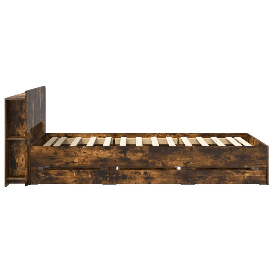 Cadre de lit avec rangement Chêne fumé 80 x 200 cm - 5