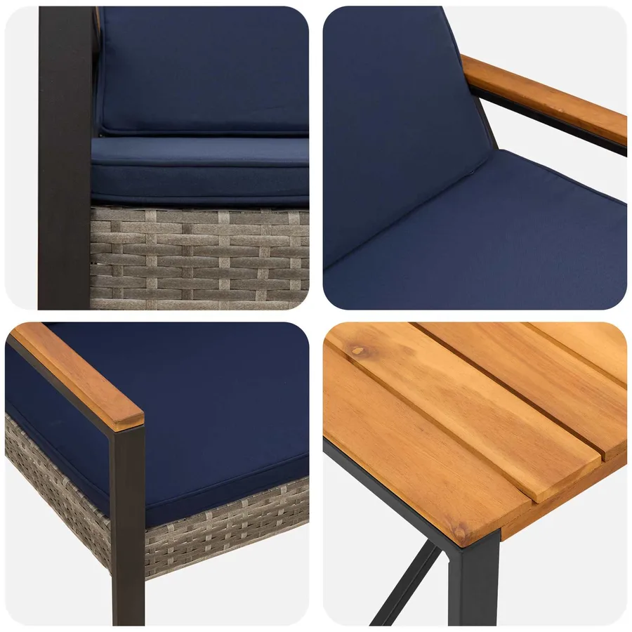 Ensemble de meubles d'extérieur 4 pcs Gris et bleu marine - 8