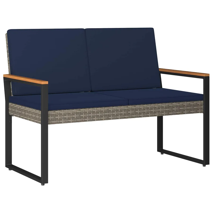 Banc extérieur Gris et bleu marine 107 x 61 x 80 cm polyrotin - 2