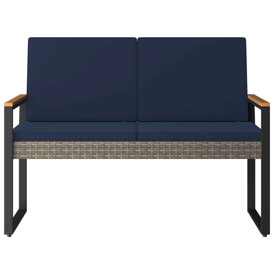 Banc extérieur Gris et bleu marine 107 x 61 x 80 cm polyrotin - 5