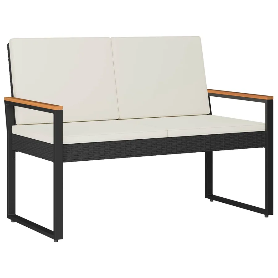 Banc extérieur Noir et blanc crème 107 x 61 x 80 cm polyrotin - 2