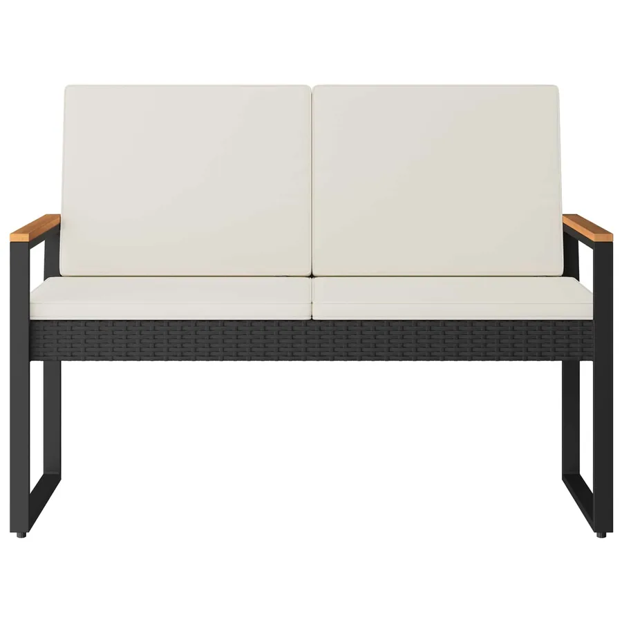 Banc extérieur Noir et blanc crème 107 x 61 x 80 cm polyrotin - 5