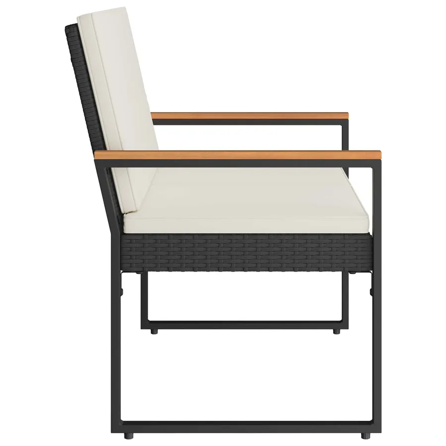 Banc extérieur Noir et blanc crème 107 x 61 x 80 cm polyrotin - 6