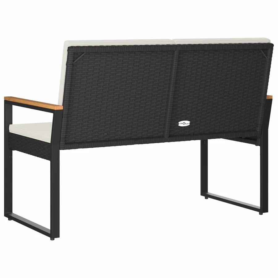 Banc extérieur Noir et blanc crème 107 x 61 x 80 cm polyrotin - 7