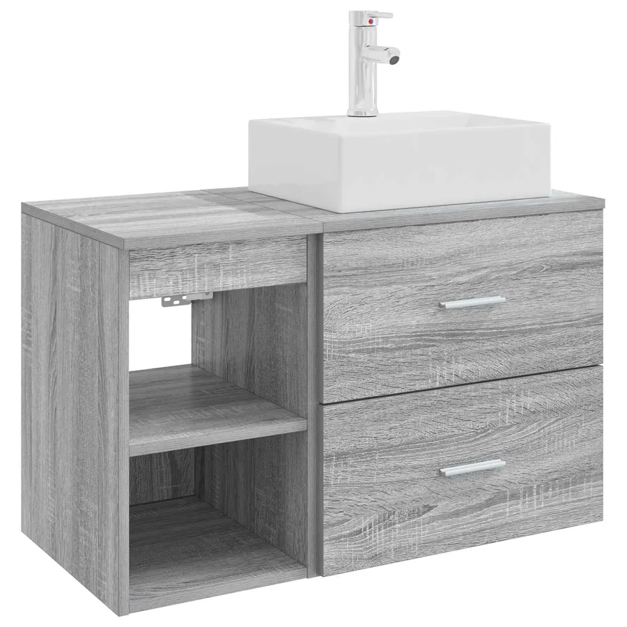 Ensemble de mobilier de salle de bain 2 pcs Sonoma gris - 2