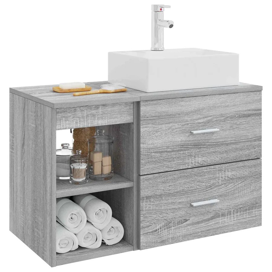 Ensemble de mobilier de salle de bain 2 pcs Sonoma gris - 3