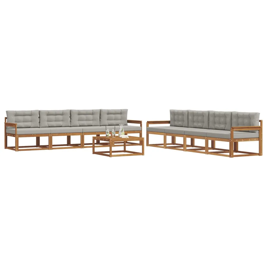Ensemble de canapés d'extérieur 9 pcs Gris Naturel et Clair - 3