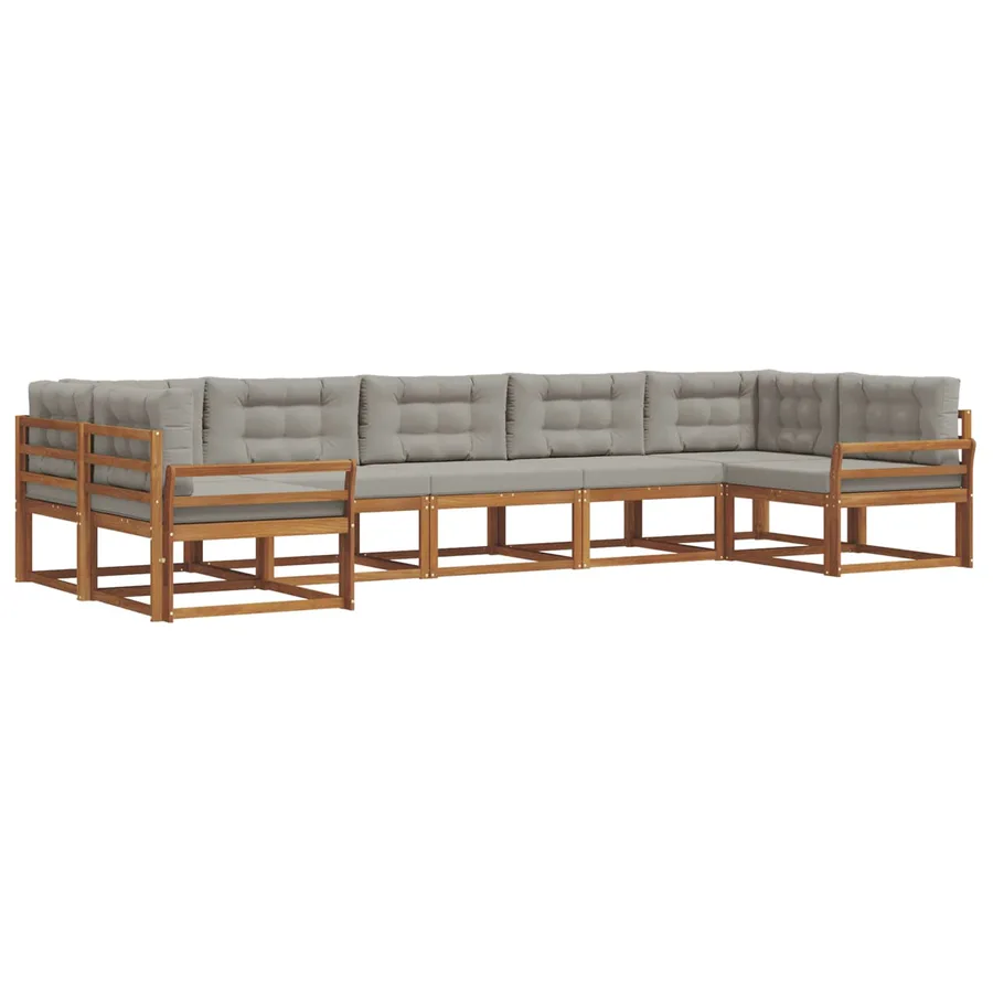 Ensemble de canapés d'extérieur 7 pcs Gris Naturel et Clair - 2