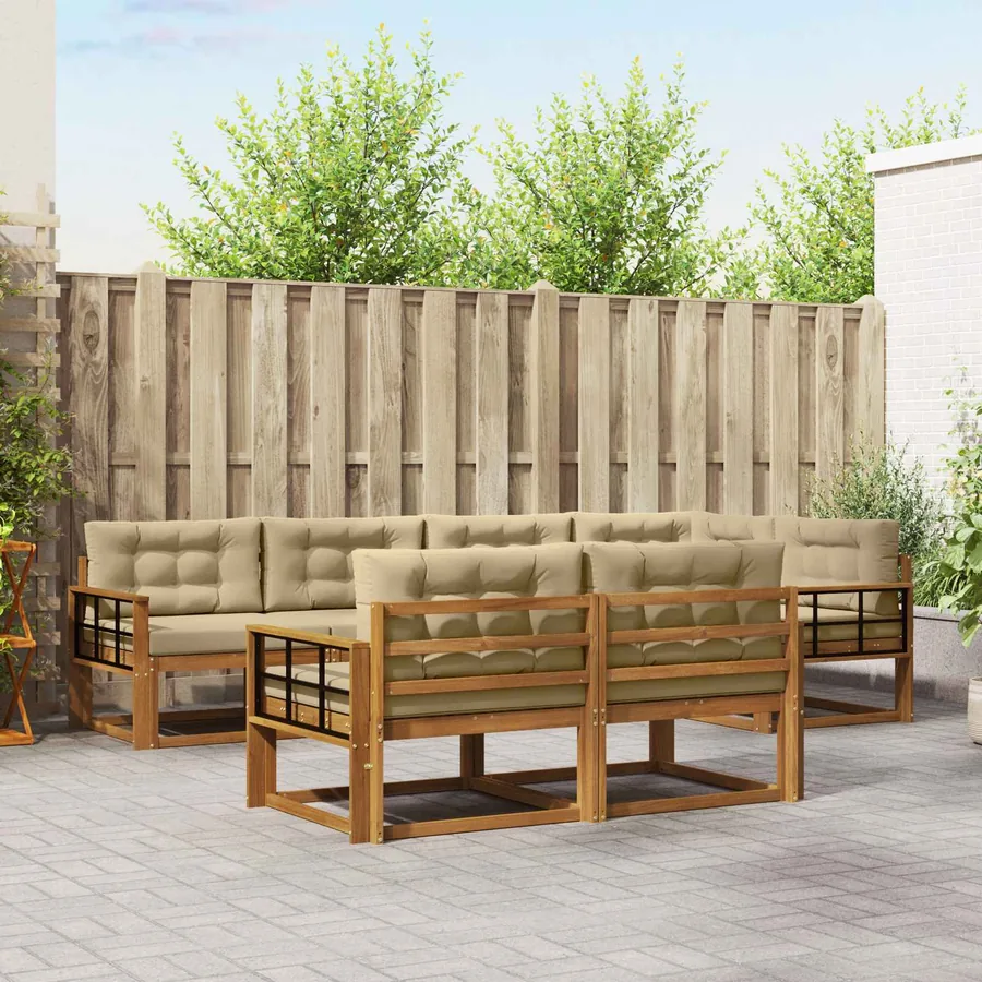 Ensemble de canapés d'extérieur 7 pcs Naturel et Beige