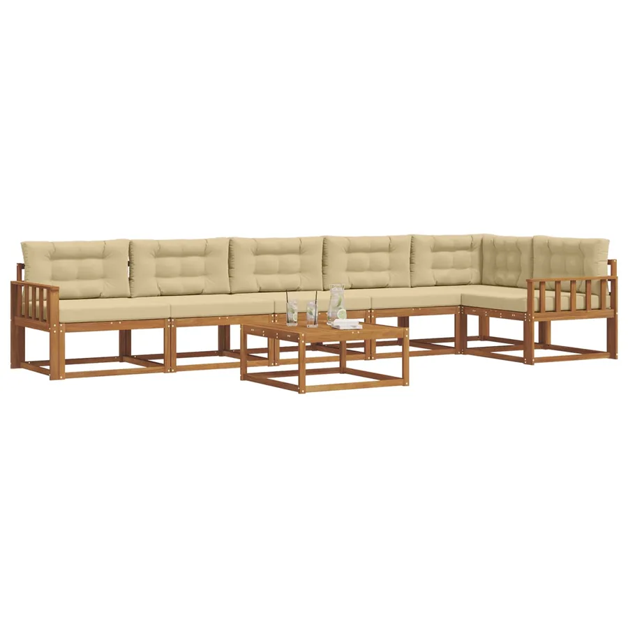 Ensemble de canapés d'extérieur 7 pcs Naturel et Beige - 3