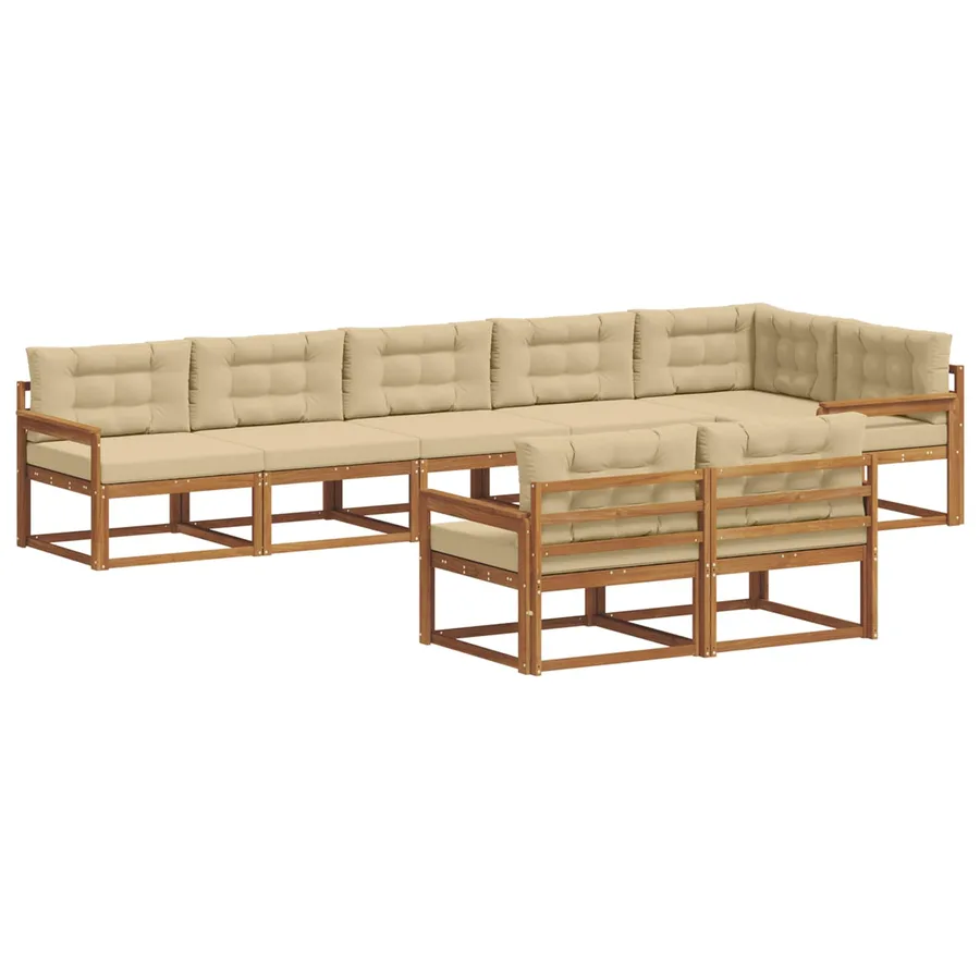 Ensemble de canapés d'extérieur 8 pc Naturel et Beige - 2