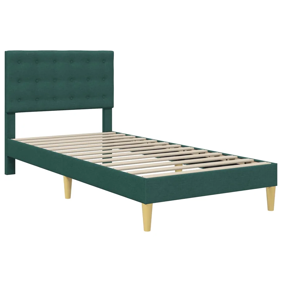 Cadre de lit avec tête de lit Vert foncé 80 x 200 cm Tissu - 3