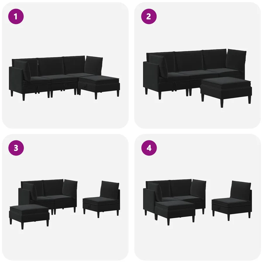 Ensemble de meubles pour le salon 4 pcs Noir Velours - 11
