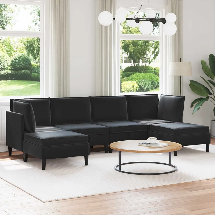 Ensemble de meubles pour le salon 6 pcs Noir Velours