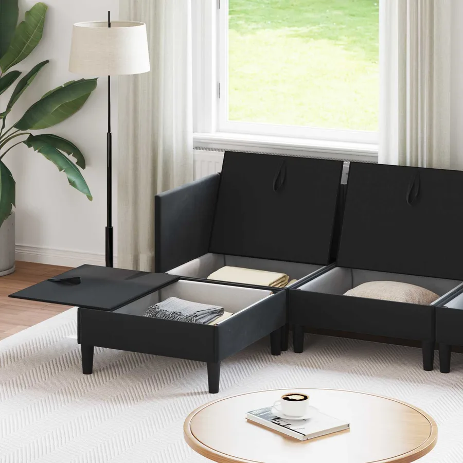 Ensemble de meubles pour le salon 6 pcs Noir Velours - 3