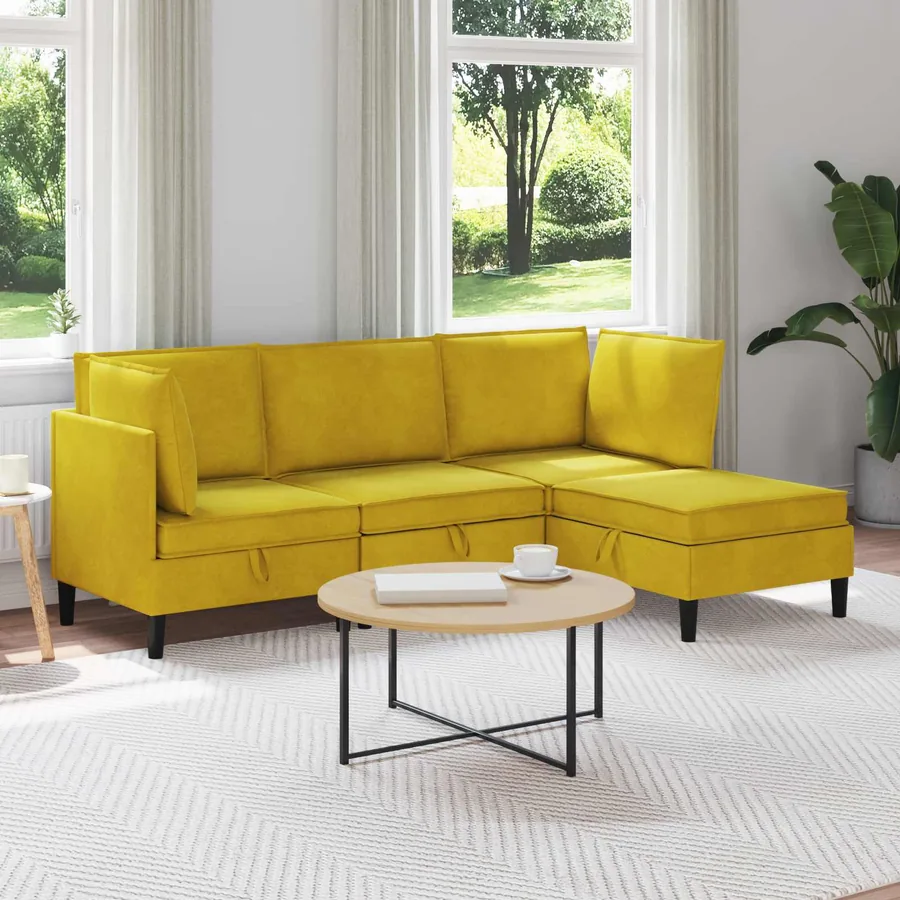 Ensemble de meubles pour le salon 4 pcs Jaune Velours