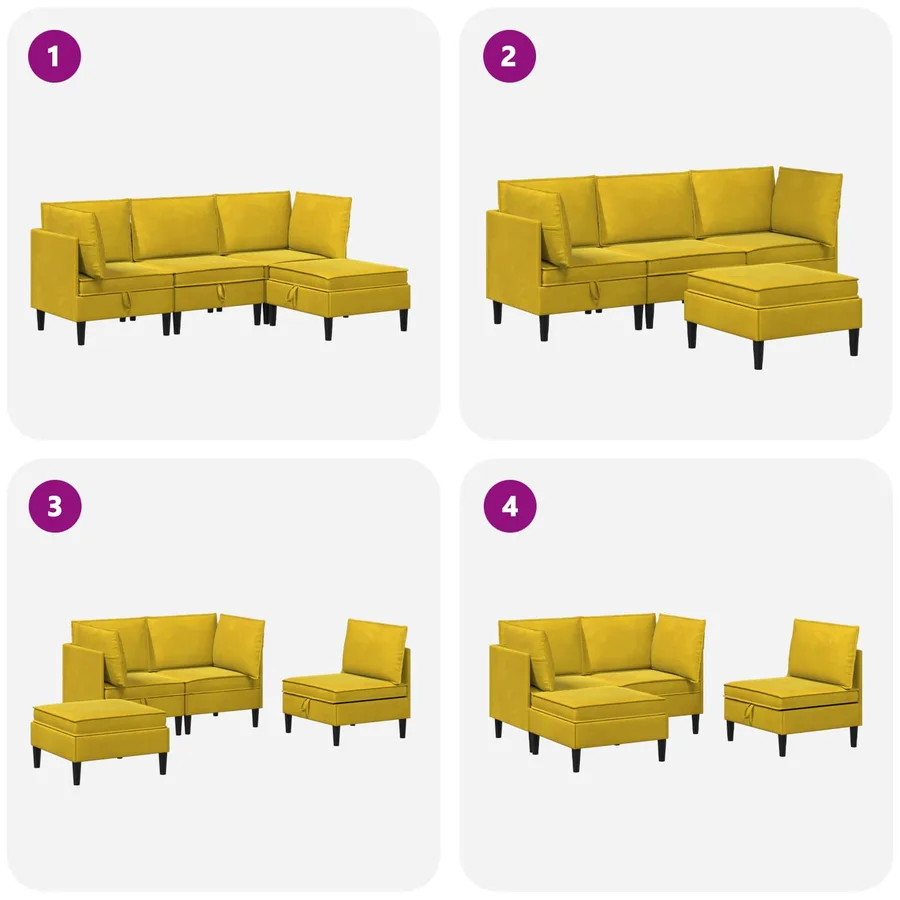 Ensemble de meubles pour le salon 4 pcs Jaune Velours - 11