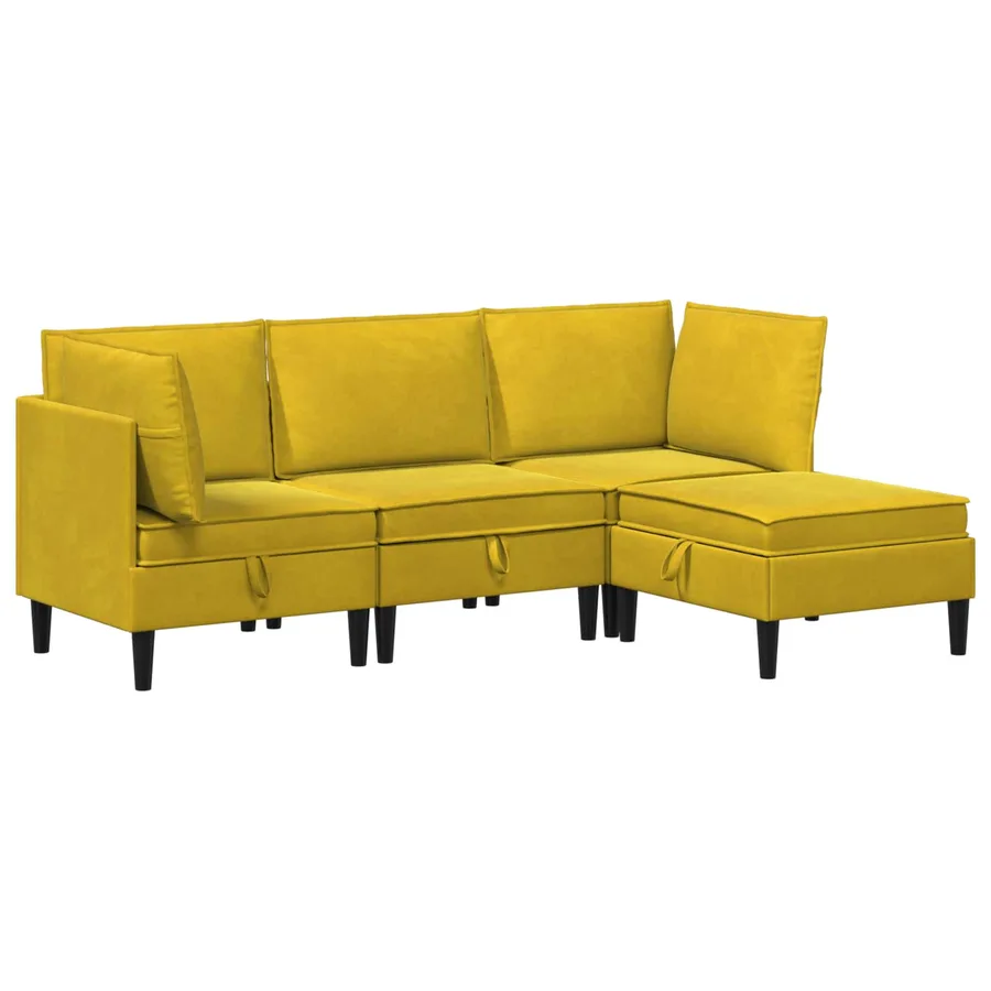 Ensemble de meubles pour le salon 4 pcs Jaune Velours - 2