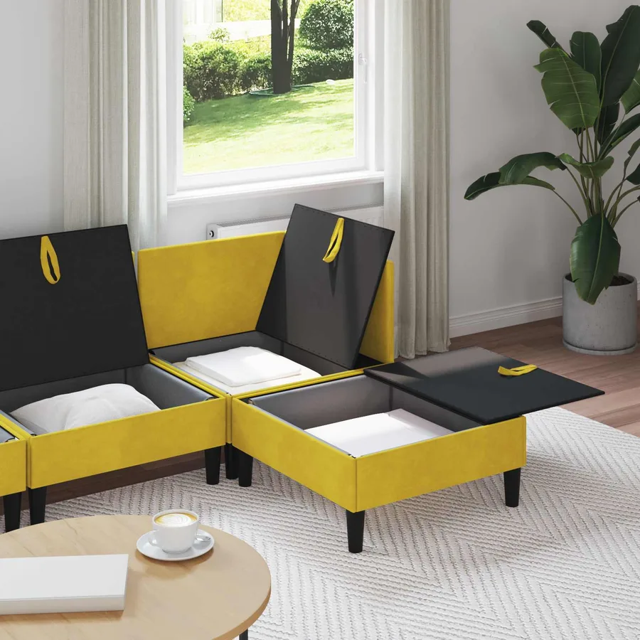 Ensemble de meubles pour le salon 4 pcs Jaune Velours - 3