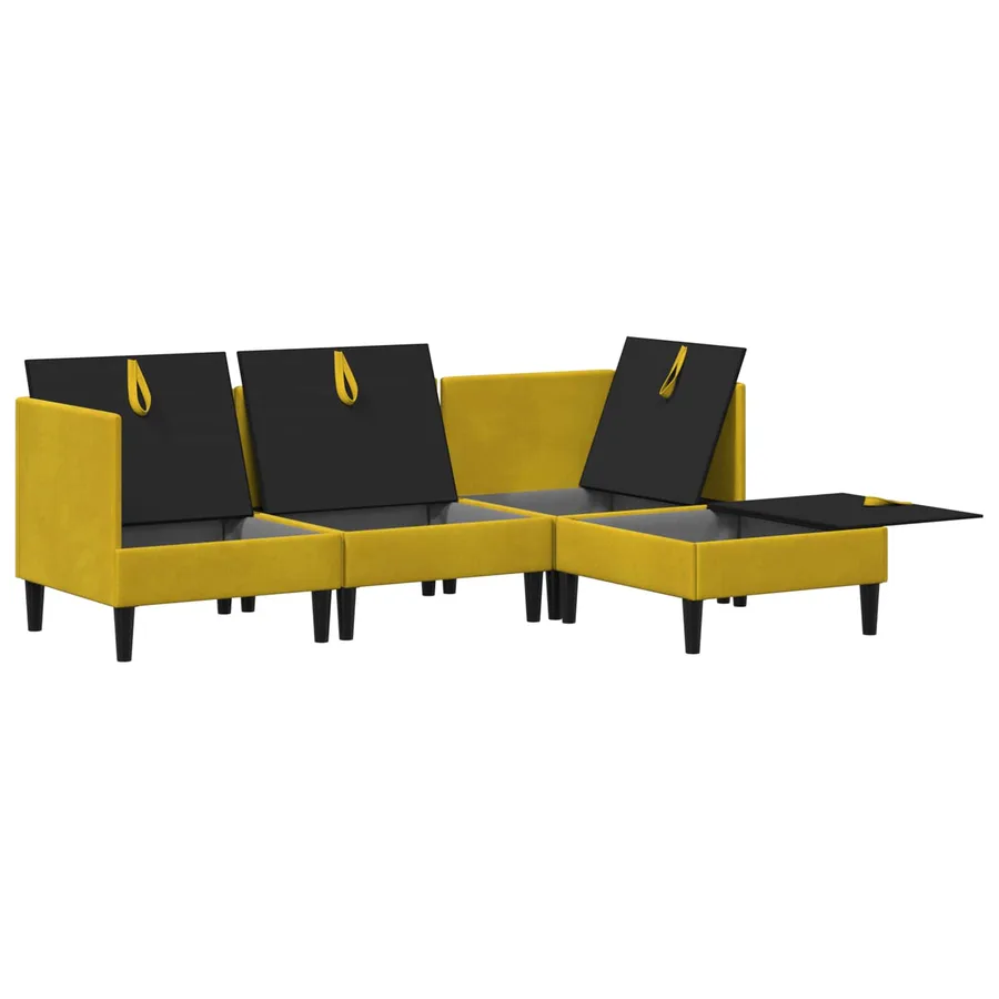 Ensemble de meubles pour le salon 4 pcs Jaune Velours - 4