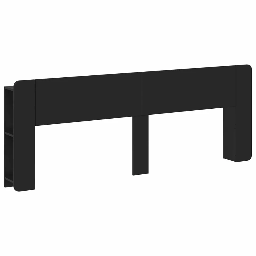 Cabinet de Tête de Lit avec stockage Noir Bois d'ingénierie - 2