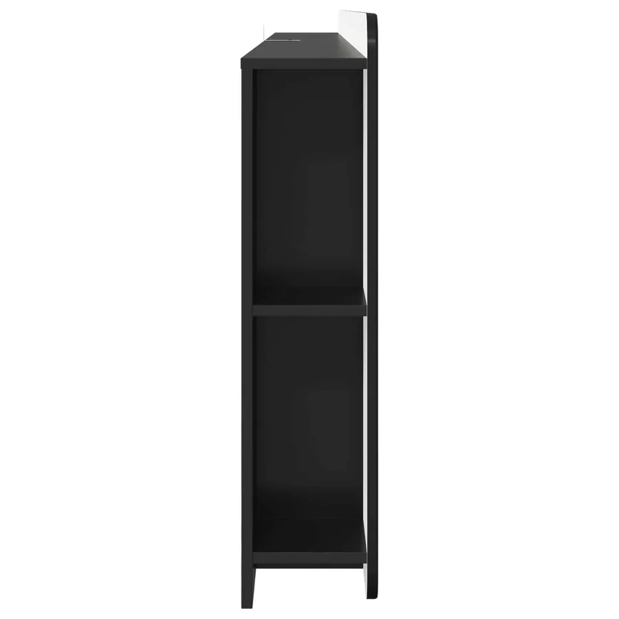 Cabinet de Tête de Lit avec stockage Noir Bois d'ingénierie - 6