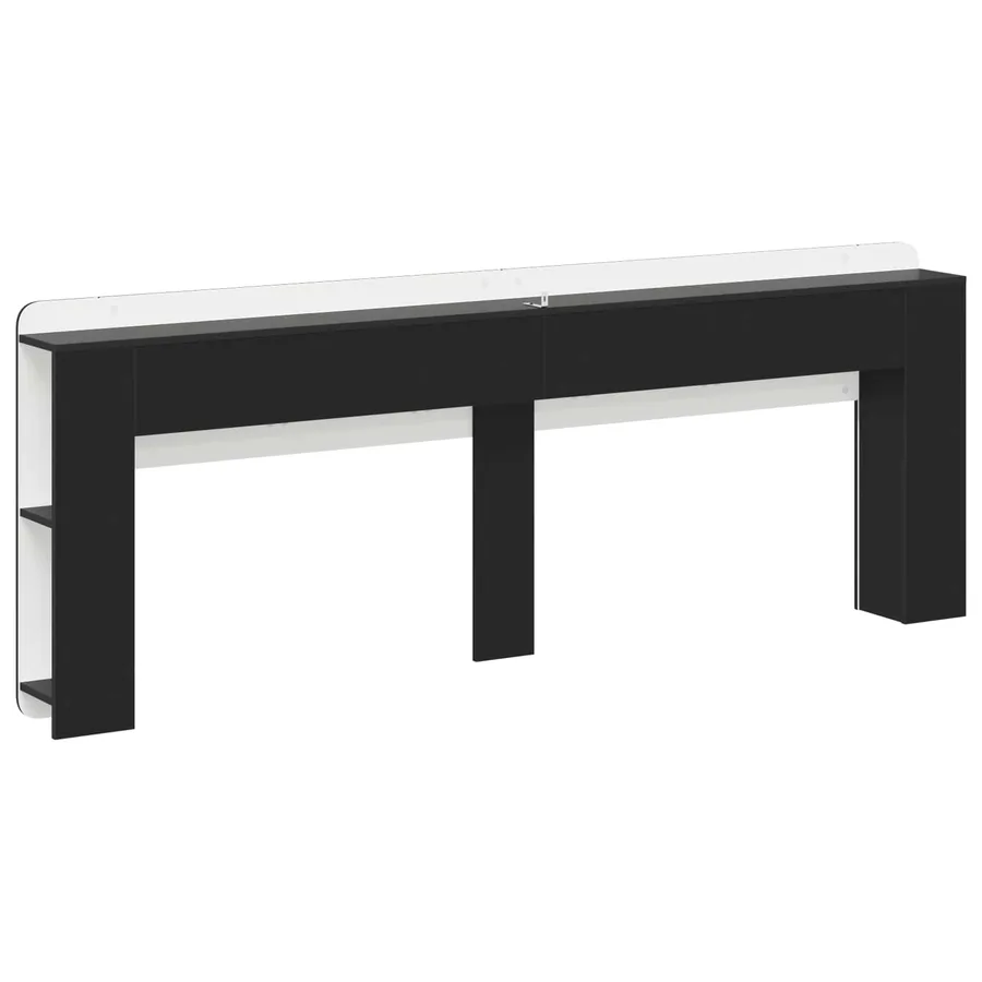 Cabinet de Tête de Lit avec stockage Noir Bois d'ingénierie - 7