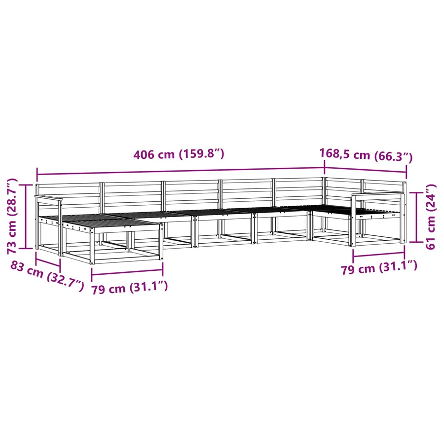 Ensemble de canapés d'extérieur 7 pcs Naturel - 10