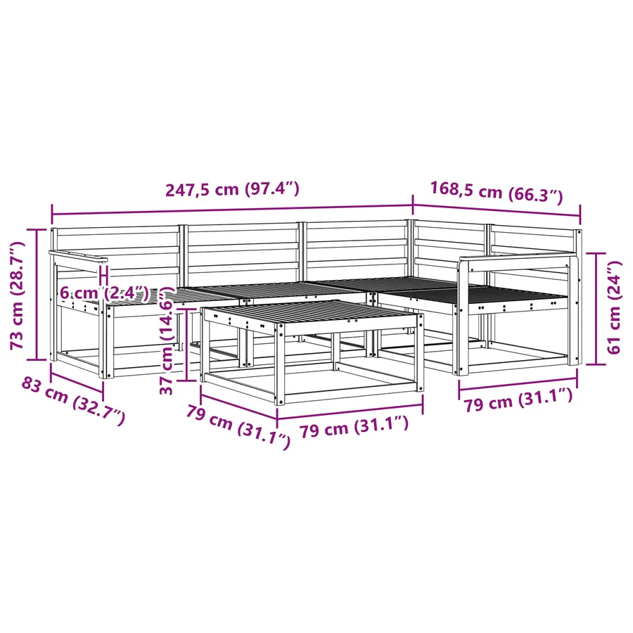 Ensemble de canapés d'extérieur 5 pcs Naturel - 10