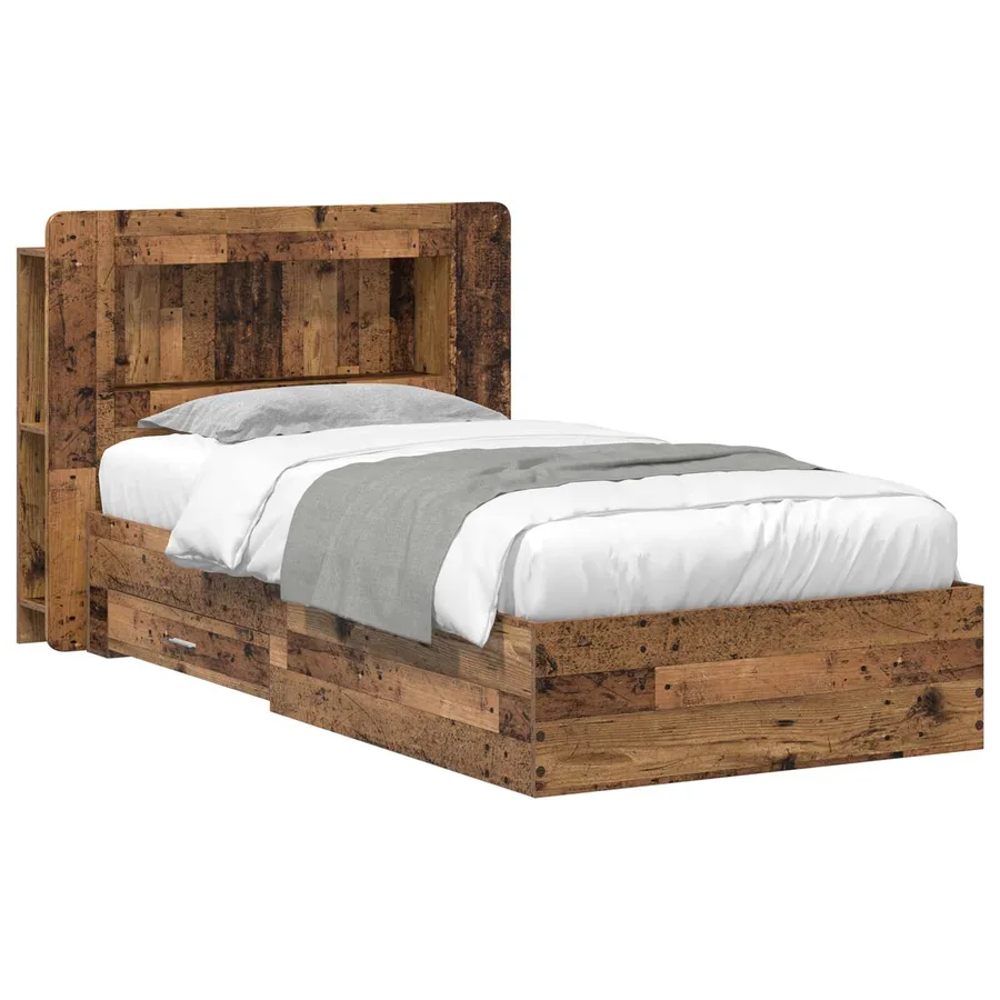 Cadre de lit avec rangement Bois ancien 100 x 200 cm - 2