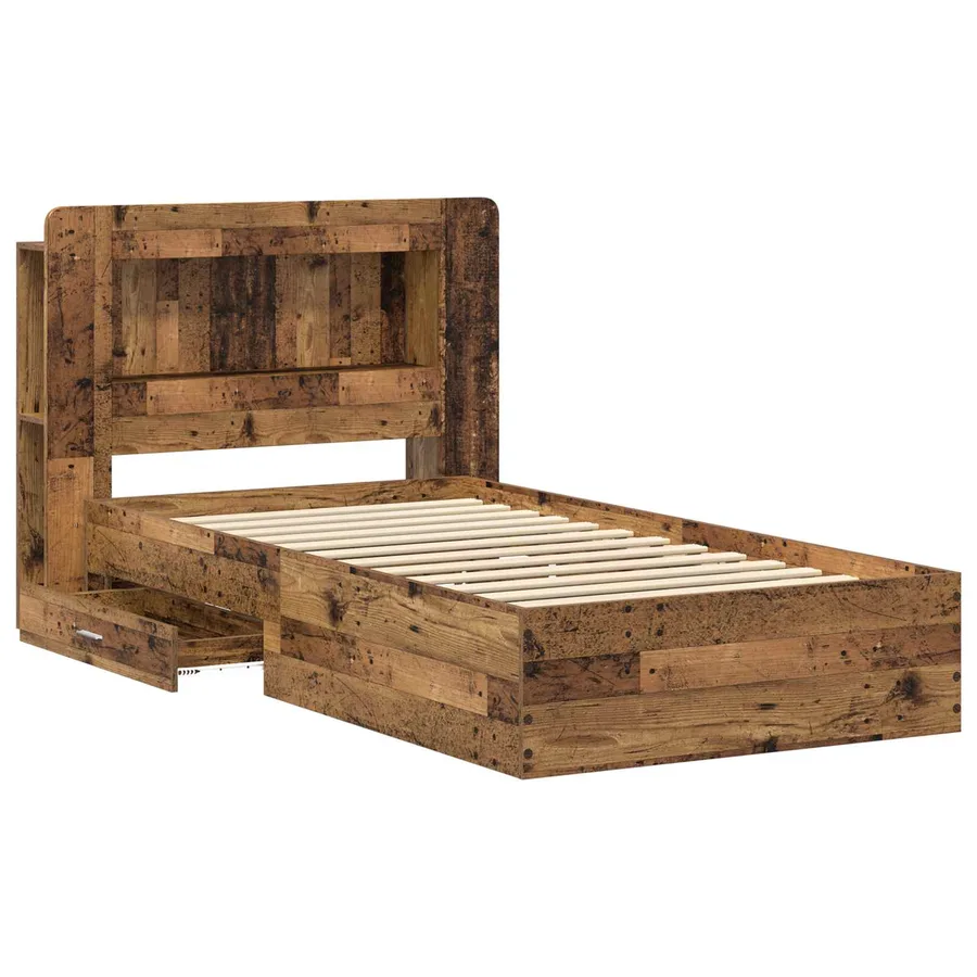 Cadre de lit avec rangement Bois ancien 100 x 200 cm - 4