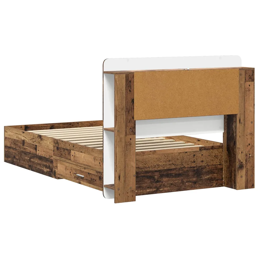 Cadre de lit avec rangement Bois ancien 100 x 200 cm - 6