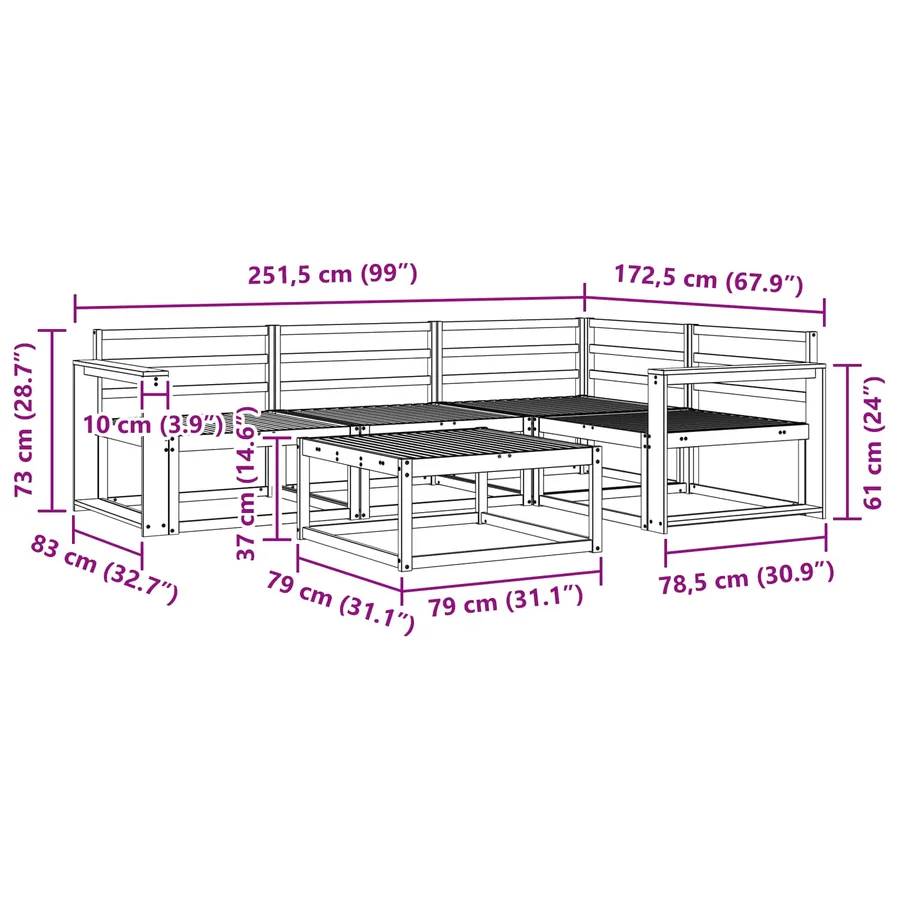Ensemble de canapés d'extérieur 5 pcs Naturel - 10