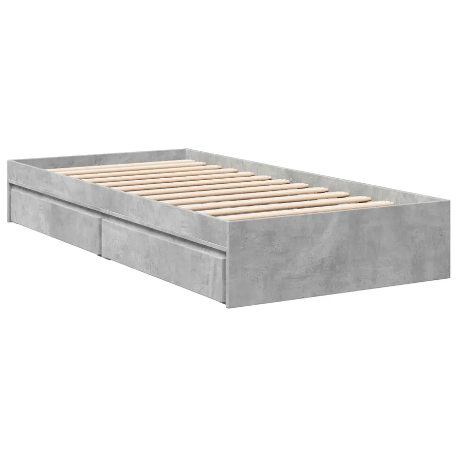 Cadre de lit avec rangement avec tiroir Gris béton 80 x 200 cm - 6