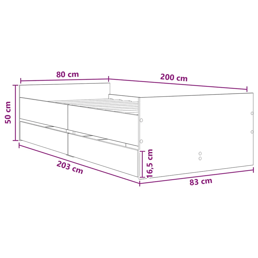 Cadre de lit avec rangement Sonoma gris 80 x 200 cm - 9