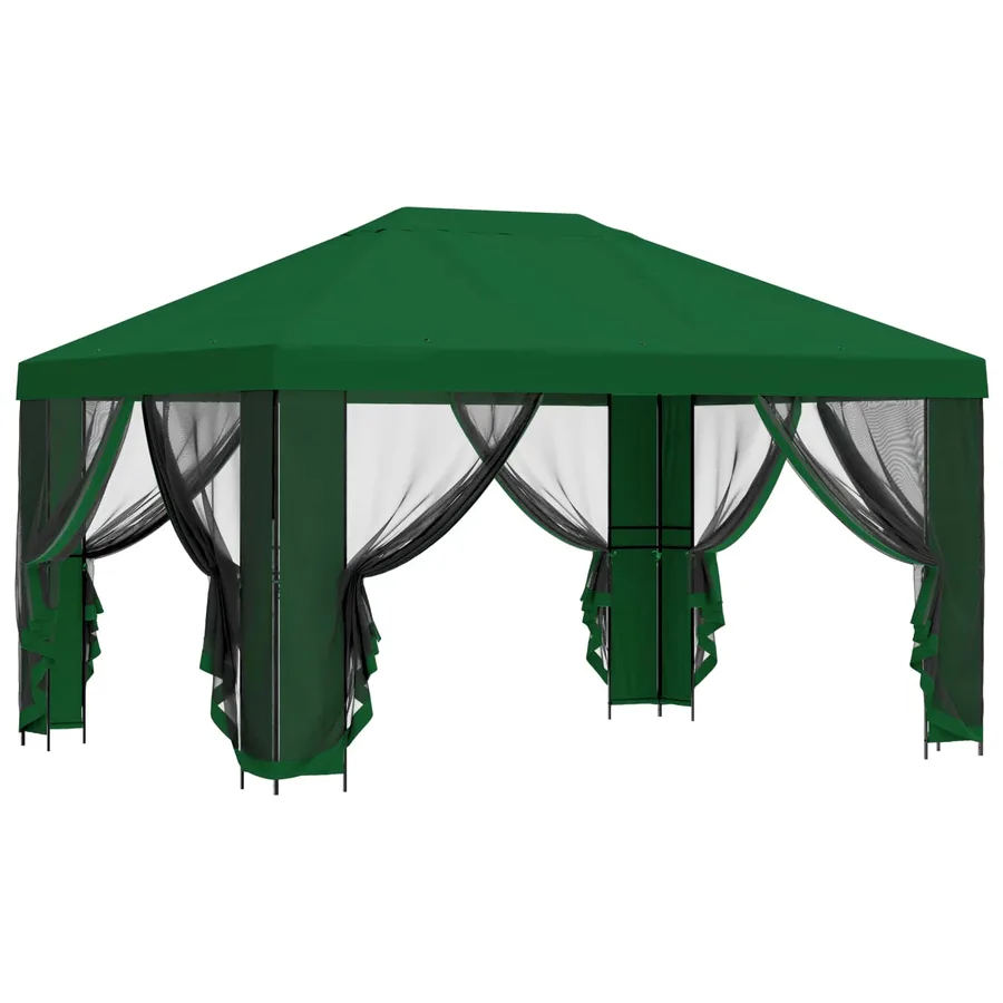 Abri de jardin avec parois 4 × 3 m Vert Polyester et Acier - 4