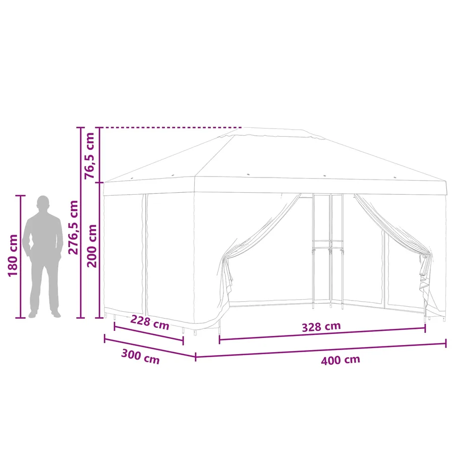 Abri de jardin avec parois 4 × 3 m Vert Polyester et Acier - 9